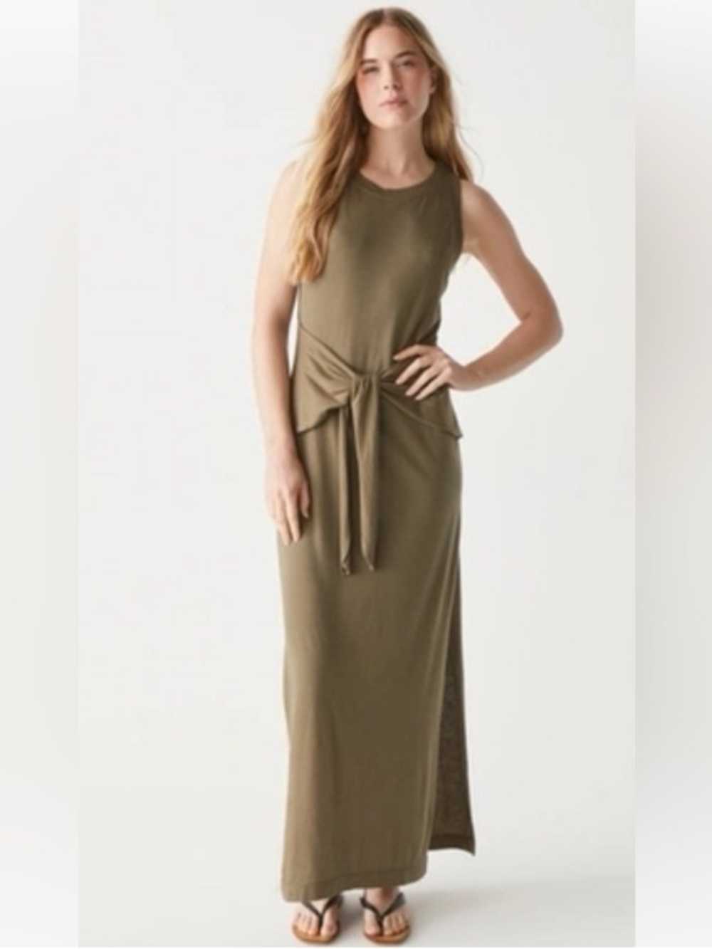 Michael Stars Modal Cotton Tie Waist Scandinavian Euro Summer Maxi Dress